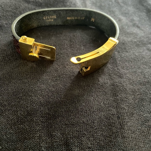 Celine python gold-plated/ brass thin cuff - Picture 9 of 9